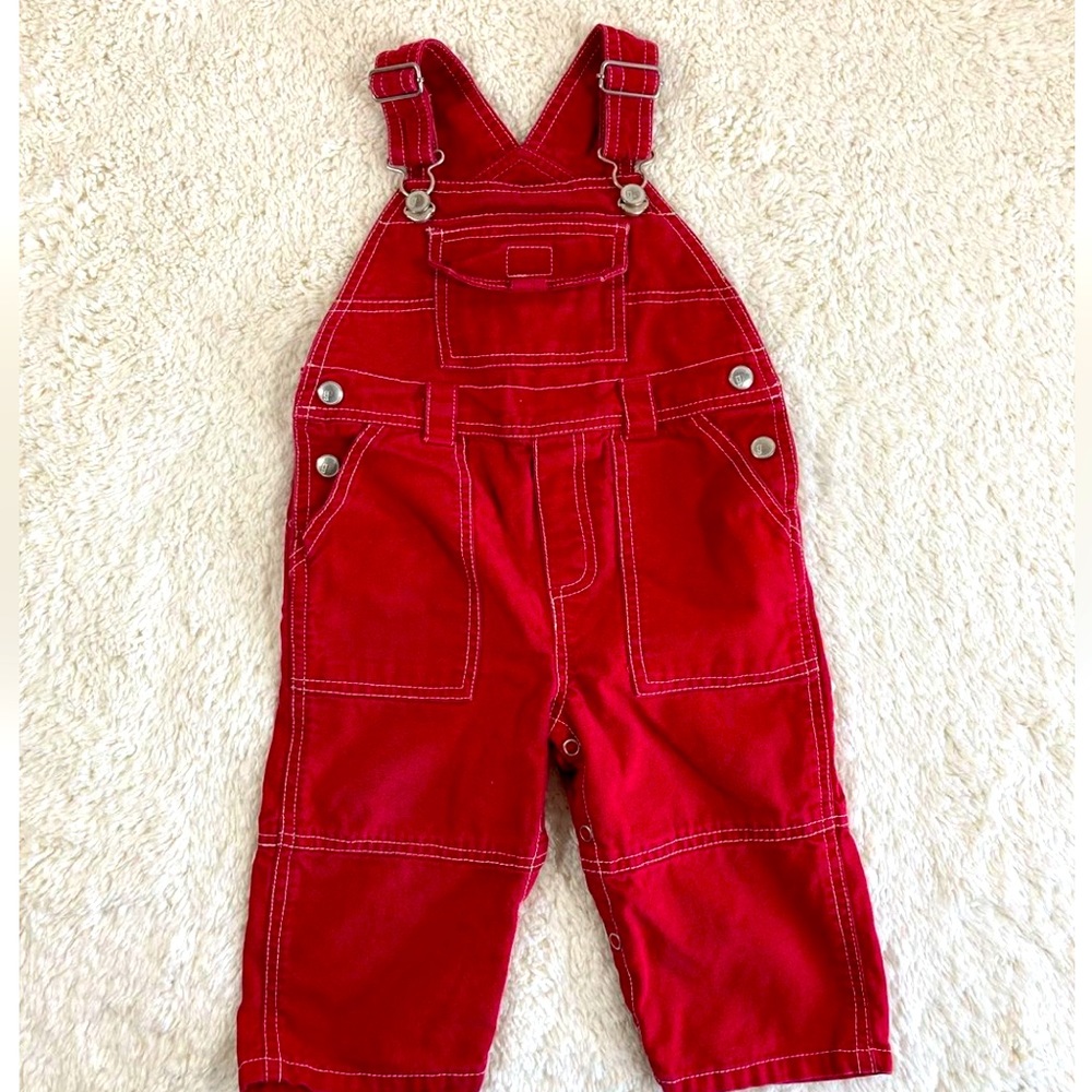 Gymboree Vintage Kids Red Overalls Sz 12-18 Mos